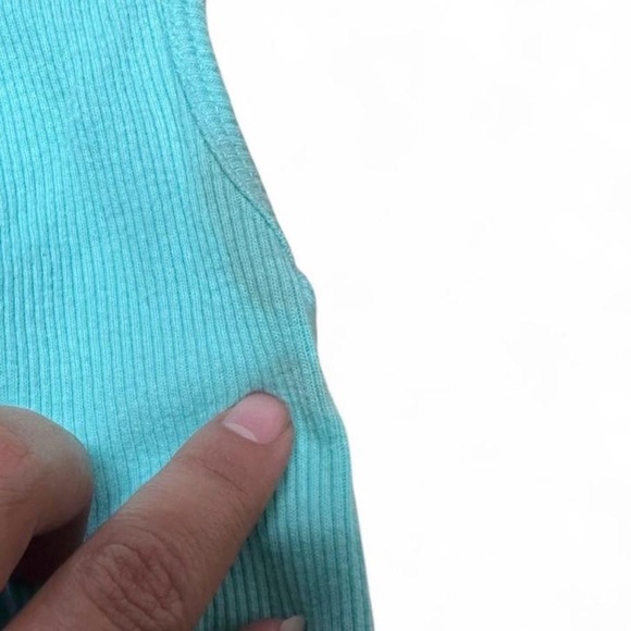 Y2K Fairy Beaded Tank Top Eyeshadow Ribbed Mint Green Lace Trim Cami Size M 00s - Picture 4 of 6